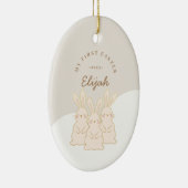 キュートなバニーパーソナライズされた復活祭 セラミックオーナメント (右)