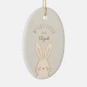 キュートなバニーパーソナライズされた復活祭 セラミックオーナメント (右)