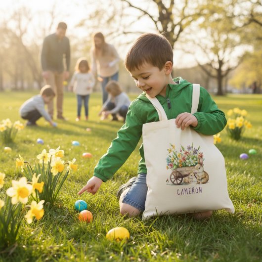 キュートなバニーパーソナライズされた復活祭 トートバッグ