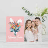 キュートなバニーブーケのイースターフォト シーズンカード (スタンド正面)