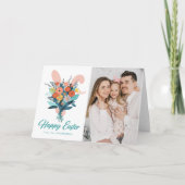 キュートなバニーブーケのイースターフォト シーズンカード (正面)