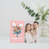 キュートなバニーブーケのイースターフォト シーズンポストカード (スタンド正面)