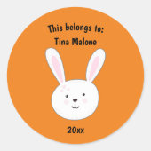 キュートなバニーラビットオレンジに属する ラウンドシール (正面)