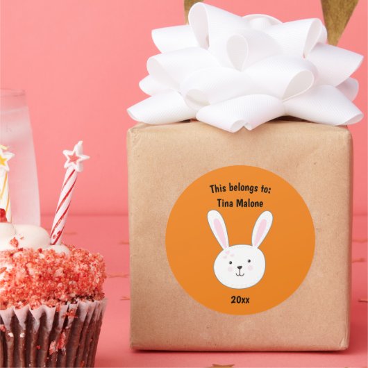 キュートなバニーラビットオレンジに属する ラウンドシール (パーティー)