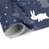 キュートなバニー冬/ネイビークリスマスラッピング紙 ラッピングペーパー (ロールコーナー)
