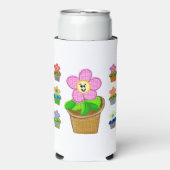 キュートなバラの花の鉢植えの花の炭酸飲料の缶クーラー スリム缶クーラー (Seltzer正面)