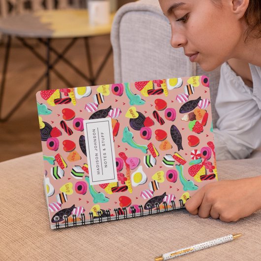 キュートなバレンタインあなたはとても甘いピンクのキャンディ&ハート ノートブック