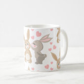 キュートなバレンタインのエナメルブニー コーヒーマグカップ (正面右)