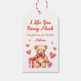 キュートなバレンタインデーと赤いハート教室 ギフトタグ