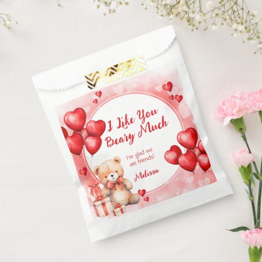 キュートなバレンタインデーと赤いハート教室 フェイバーバッグ (封をした状態)