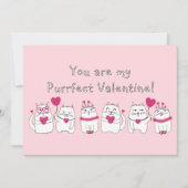 キュートなバレンタインデーの猫ピンクハート シーズンカード (正面)