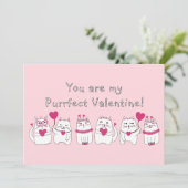キュートなバレンタインデーの猫ピンクハート シーズンカード (スタンド正面)