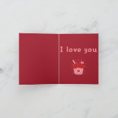 キュートなバレンタインデーフランスのブルドッグパステルバラ シーズンカード (内部)