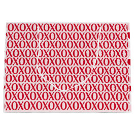 キュートなバレンタインデー XOXO レッド&ピンク ラージペーパーバッグ