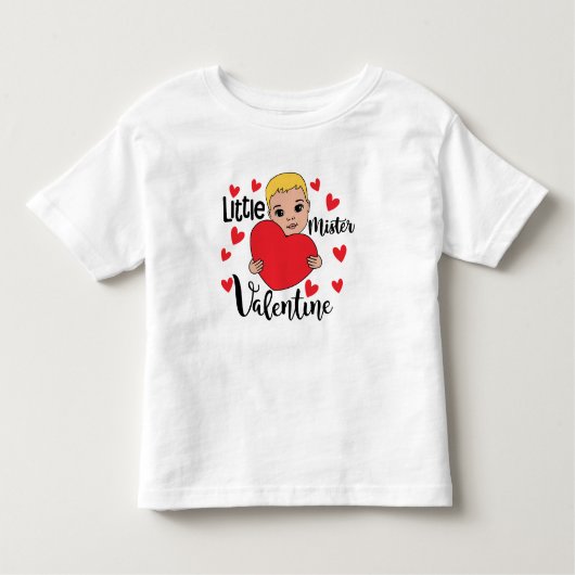 キュートなバレンタインボーイ持ちハートギフトアート子供へ トドラーTシャツ (正面)