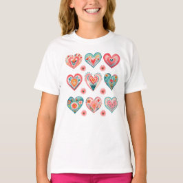 キュートなバレンタイン ハート ガール Tシャツ