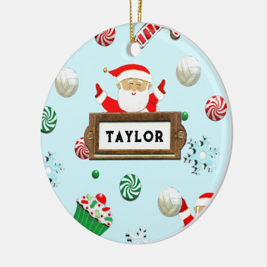 キュートなバレーボールのクリスマスコレクション セラミックオーナメント (左)