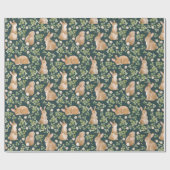 キュートなバンニ、クローブの花と葉 ラッピングペーパー (フラット)