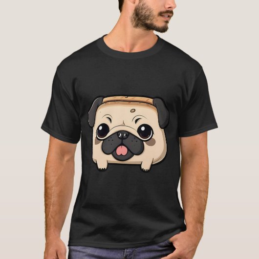 キュートなパグ Tシャツ (正面)