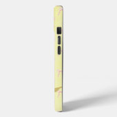 キュートなパステルイエロー ピンクのリボングリッド ビブル ピンクの蜂 Case-Mate iPhoneケース (裏面 / 左)
