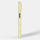 キュートなパステルイエロー ピンクのリボングリッド ビブル ピンクの蜂 Case-Mate iPhoneケース (裏面 / 右)
