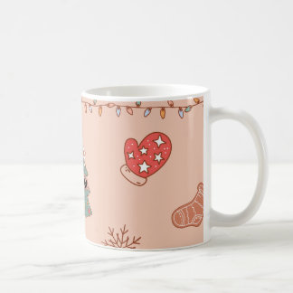 キュートなパステルカラーのレトロクリスマス コーヒーマグカップ