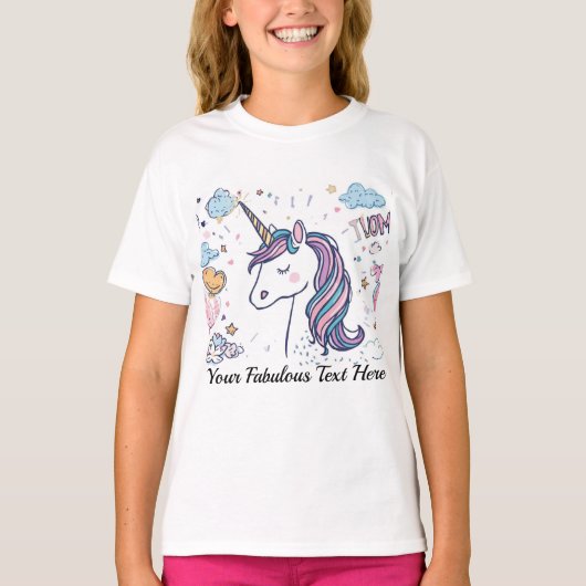 キュートなパステルユニコーンの魔法の動物Tシャツ（子供用） Tシャツ (正面)
