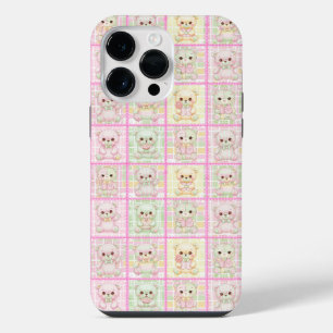 キュートなパッチワークテディベアキルト シームレス iPhone 14 PRO MAXケース