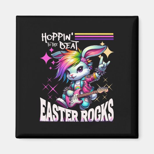 キュートなパンクロックウサギのイースターTシャツ マグネット (正面)