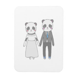 キュートなパンダのウェディングカップル - かわいい花嫁と花婿 マグネット