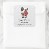 キュートなパンダのバラの花束がデートを救う スクエアシール (バッグ)