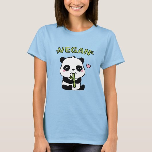 キュートなパンダの竹をムシャムシャ Tシャツ (正面)
