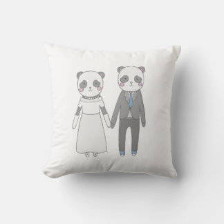キュートなパンダの結婚カップル - かわいい花嫁と花婿 クッション