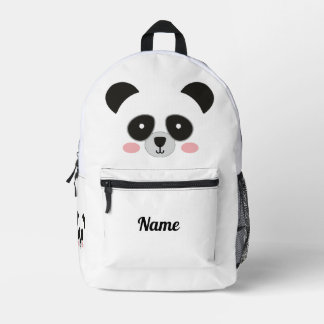 キュートなパンダの顔のカスタムネーム入り プリントバックパック