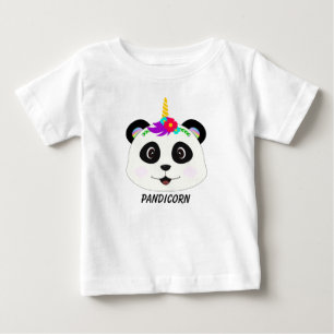 キュートなパンダユニコーン パンディコーン ベビーTシャツ