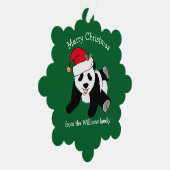 キュートなパンダ熊のクリスマスカスタムの緑から贈り物 オーナメントカード (右)