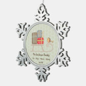 キュートなパーソナライズされた北欧クリスマススレッド スノーフレークピューターオーナメント (右)