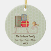 キュートなパーソナライズされた北欧クリスマススレッド セラミックオーナメント (正面)