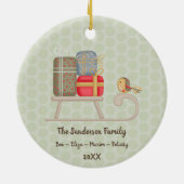 キュートなパーソナライズされた北欧クリスマススレッド セラミックオーナメント (裏面)