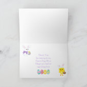 キュートなパープルイースターバニーとシックなイースターエッグ狩り サンキューカード (内部)