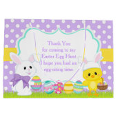 キュートなパープルイースターバニーとシックなイースターエッグ狩り ラージペーパーバッグ (裏面)