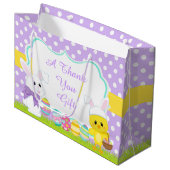 キュートなパープルイースターバニーとシックなイースターエッグ狩り ラージペーパーバッグ (正面アングル)