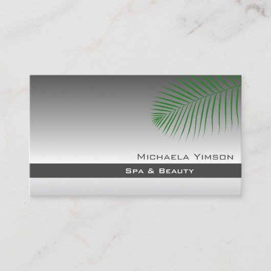 キュートなパームリーフ付きシルバーグレイシンプルグラディエント 名刺 (正面)
