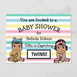 キュートなヒスパニックツインズベビーシャワー招待状 ポストカード