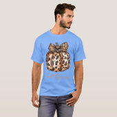 キュートなヒョウ柄のかぼちゃ 秋のレディースファッション Tシャツ (正面フル)