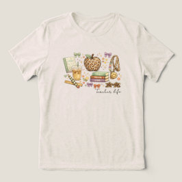 キュートなヒョウ柄パステルカラーの先生ライフ バックトゥスクール トライブレンドTシャツ