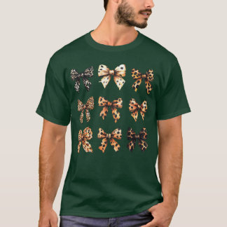 キュートなヒョウ・チーター柄の女性らしいリボン Tシャツ