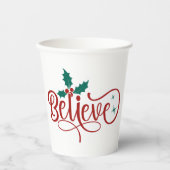 キュートな'ビリーブ' クリスマス 紙コップ (正面)
