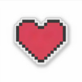 キュートなピクセル化されたハート型 シール (正面)