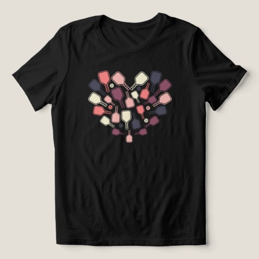 キュートなピックルボールパドルハート トライブレンドTシャツ (デザイン正面)